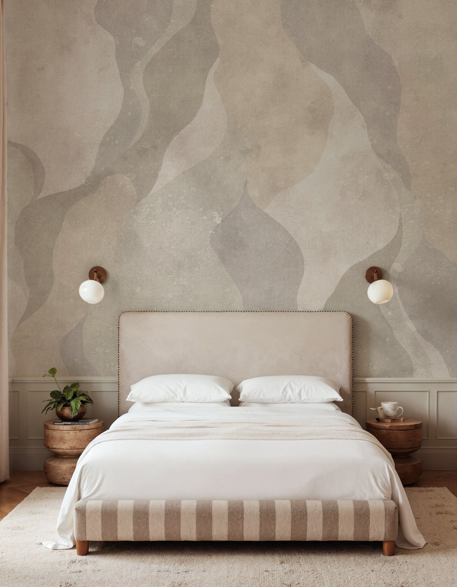 Flowing Forms, Beige Wallcoverings