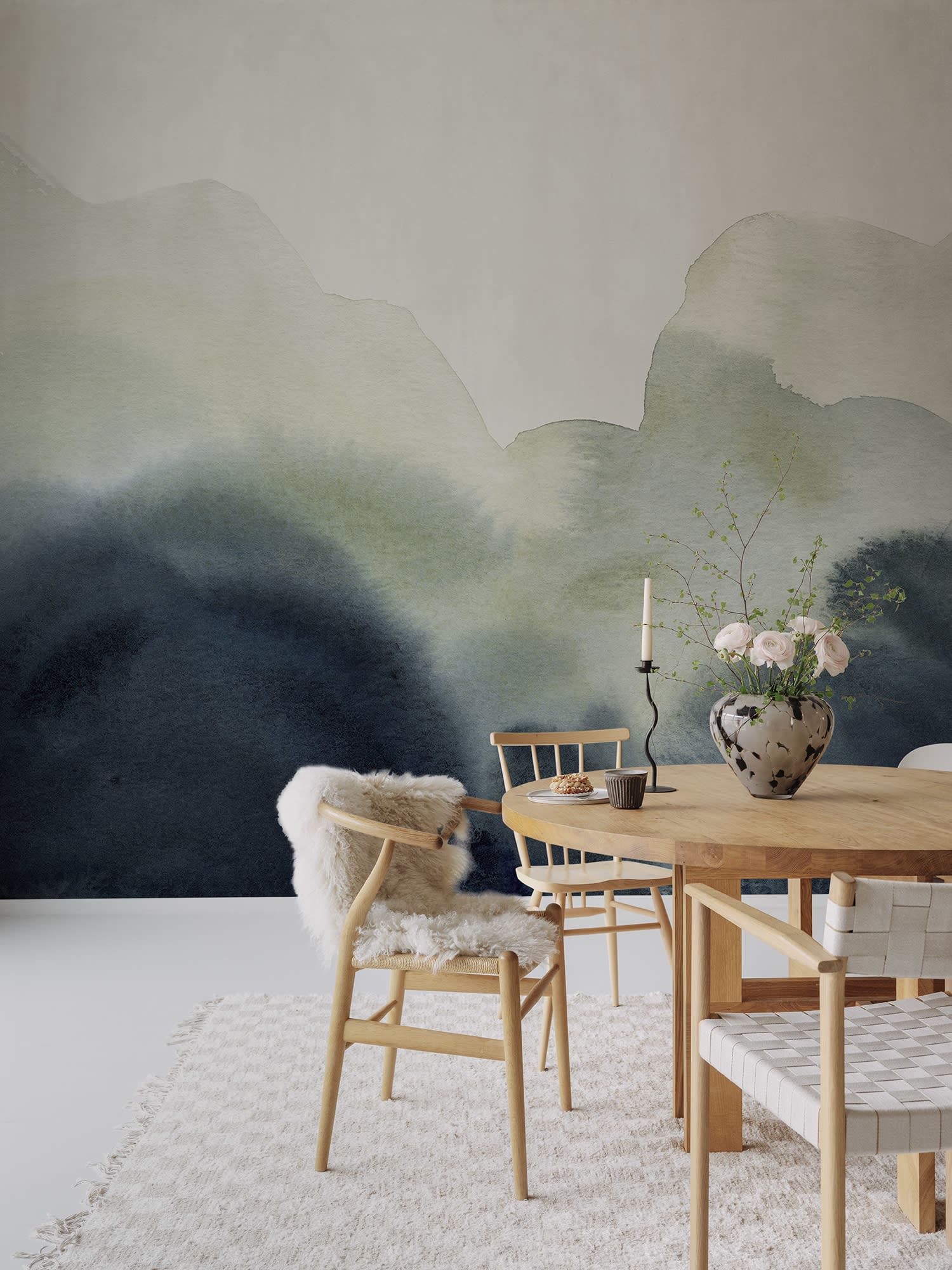Flowing Hills, Blue Wallcoverings